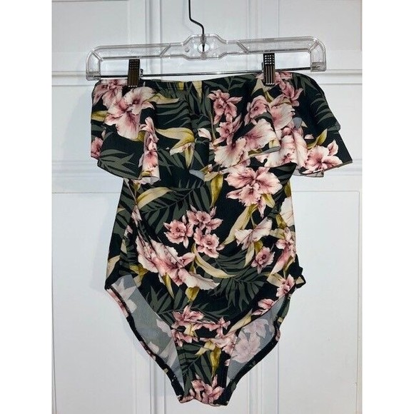 Kona Sol Other - Kona Sol  Swimsuit Womens Size M Flora Double Flounce Ruffle Front One Piece EUC